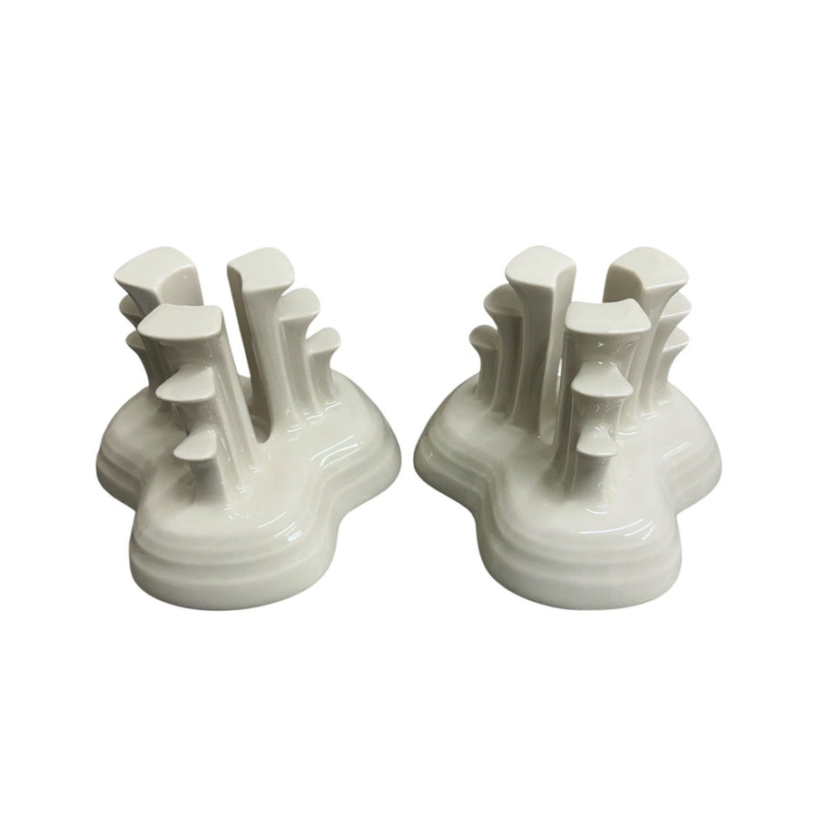 Fiesta - Linen Off-White Pyramid Tripod Candle Holder Set of 2 Homer Laughlin HLC Ceramic NIB Limited No. 240/400