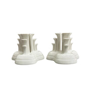 Fiesta - Linen Off-White Pyramid Tripod Candle Holder Set of 2 Homer Laughlin HLC Ceramic NIB Limited No. 240/400