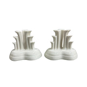 Fiesta - Linen Off-White Pyramid Tripod Candle Holder Set of 2 Homer Laughlin HLC Ceramic NIB Limited No. 240/400