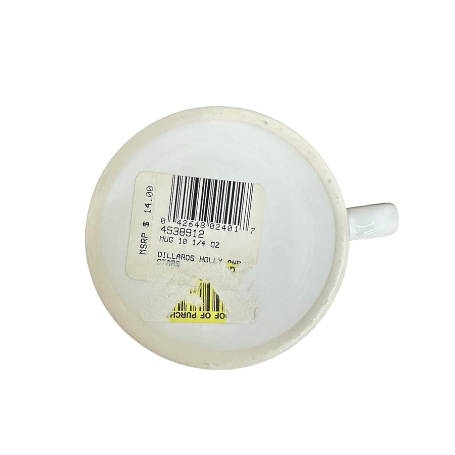 Fiesta - White Holly & Star Ring Handled Mug Homer Laughlin HLC Retired Ceramic Coffee Cup