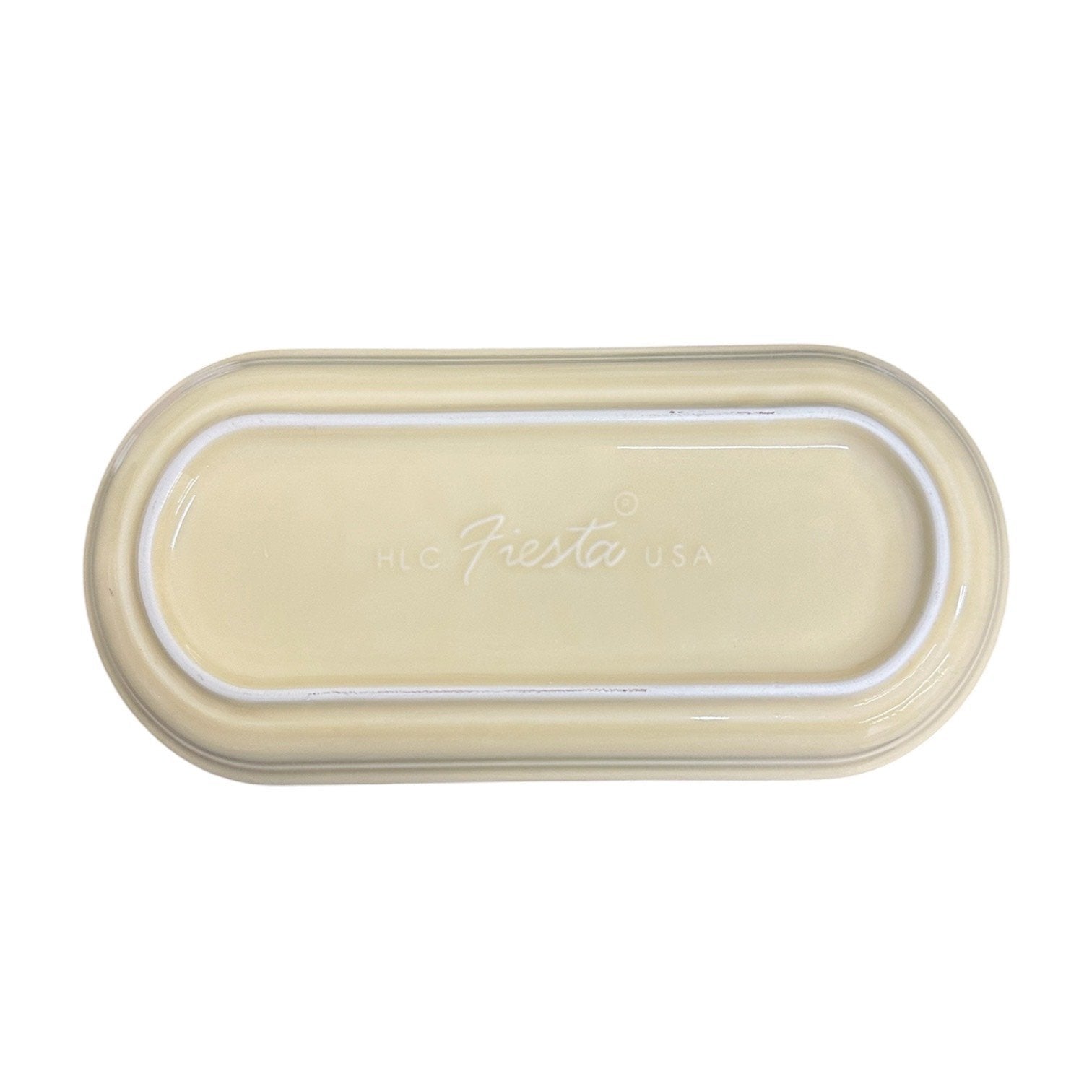 Fiesta - Ivory Christmas Tree Small Oblong Platter Homer Laughlin HLC Ceramic Bread Tray