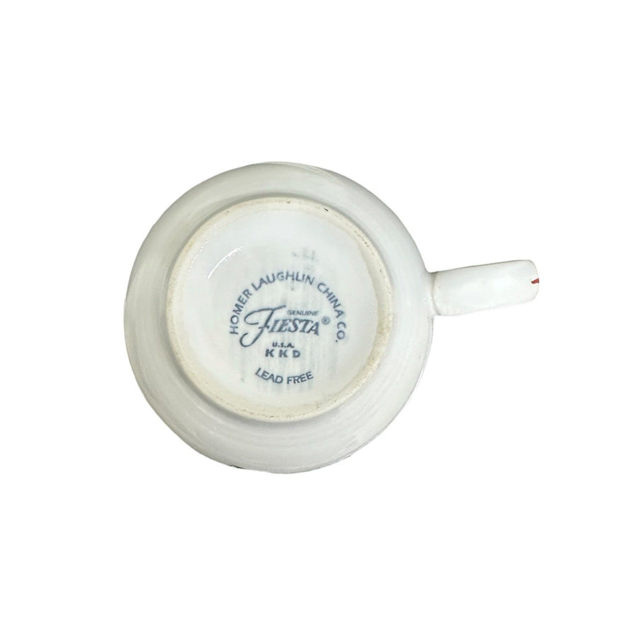 Fiesta - White Holly & Ribbon Teacup Homer Laughlin HLC Retired Festive Ceramic Cup