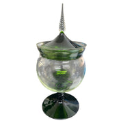 Emerald Green Elegant Glass Candy Dish with Spiral Lid