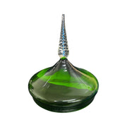 Emerald Green Elegant Glass Candy Dish with Spiral Lid