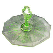Vaseline Uranium Glass Floral Etched Serving Tray