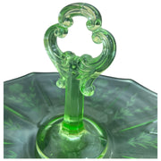 Vaseline Uranium Glass Floral Etched Serving Tray