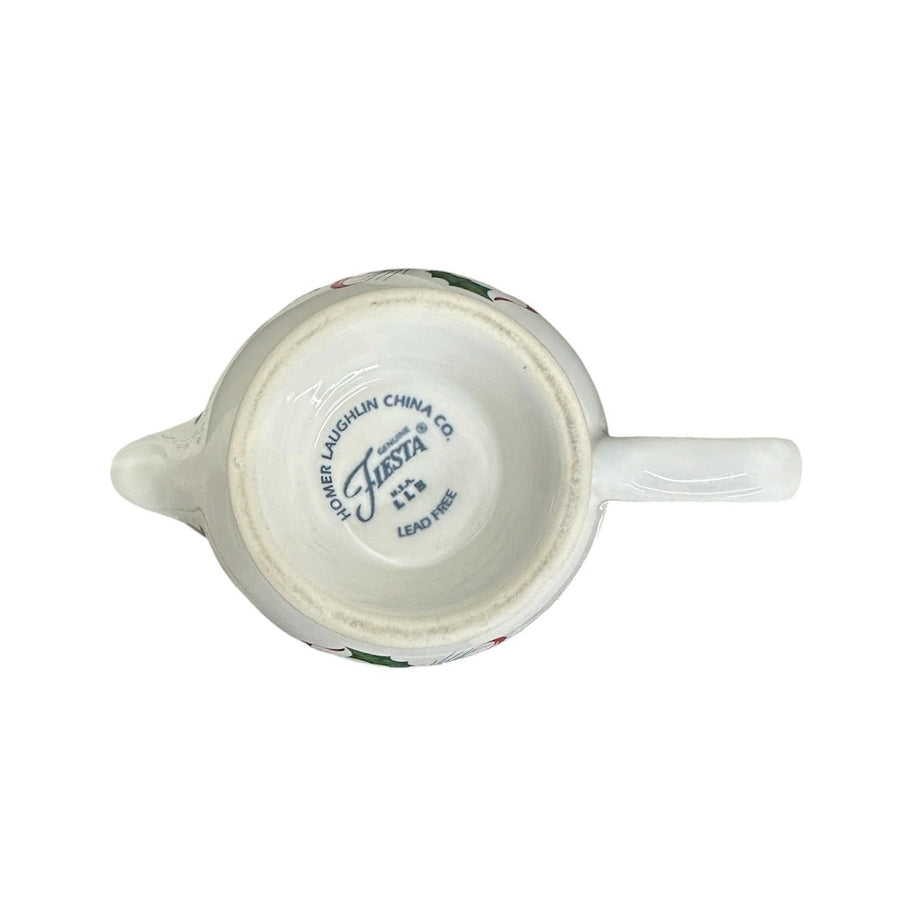 Fiesta - White Holly & Ribbon Individual Creamer Homer Laughlin HLC Retired Ceramic