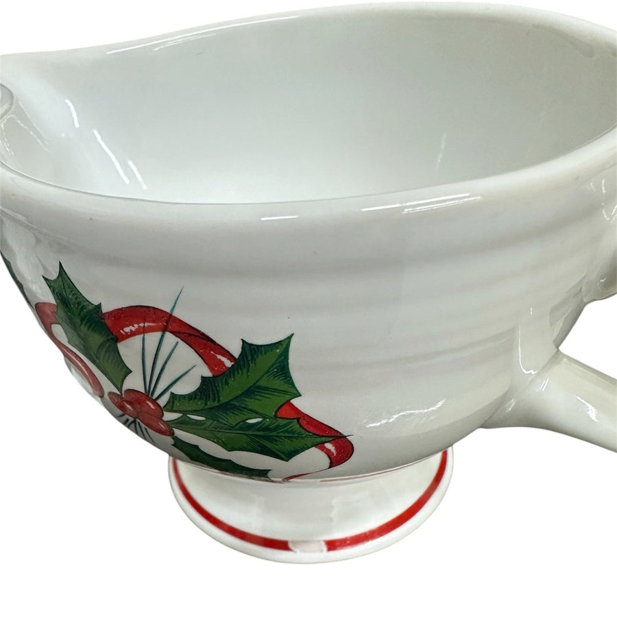 Fiesta - White Holly & Ribbon Individual Creamer Homer Laughlin HLC Retired Ceramic