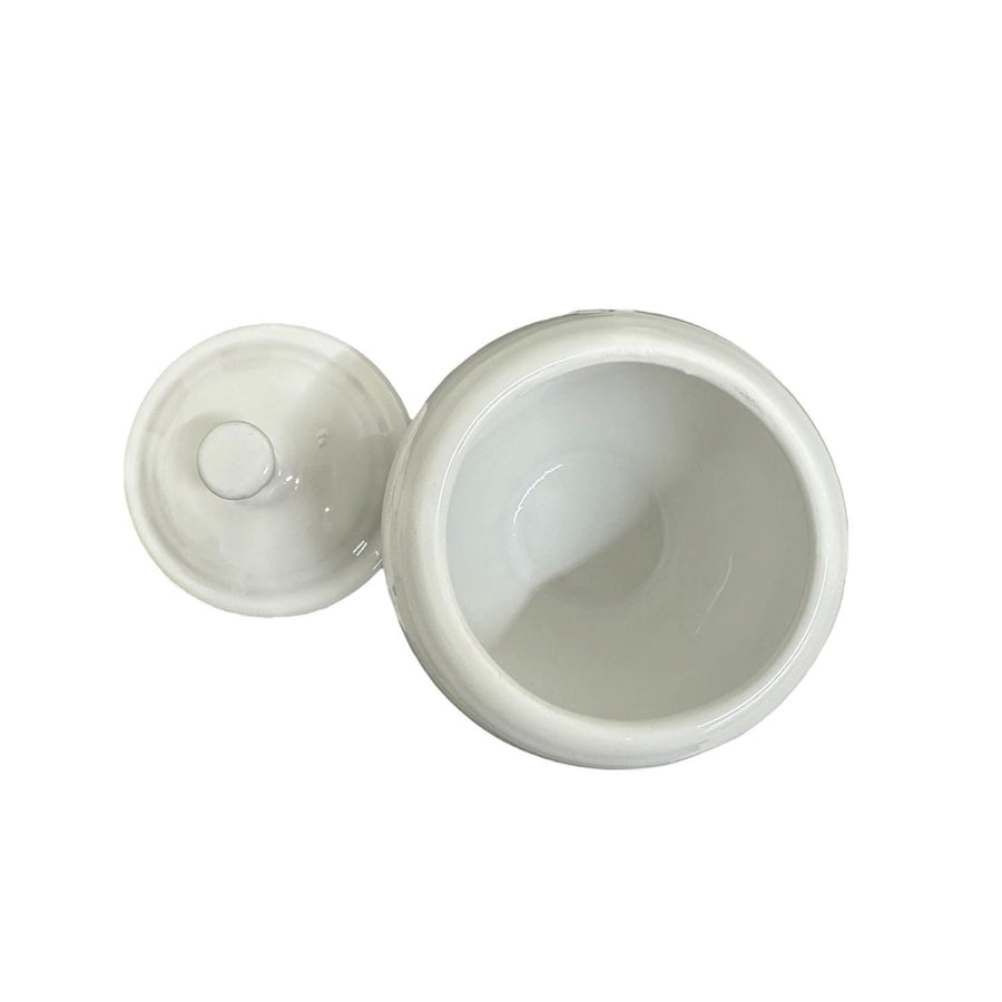 Fiesta - White Holly & Ribbon Individual Sugar Bowl + Lid Homer Laughlin HLC Retired Ceramic