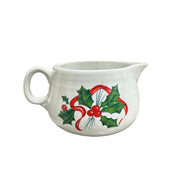 Fiesta - White Holly & Ribbon Sugar Bowl and Creamer Set Homer Laughlin HLC Retired Ceramic