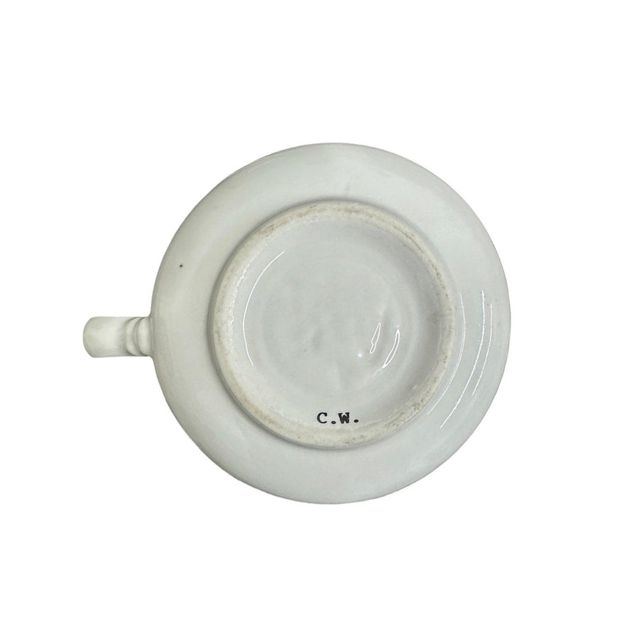 Fiesta - White Holly & Ribbon Sugar Bowl and Creamer Set Homer Laughlin HLC Retired Ceramic