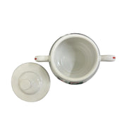 Fiesta - White Holly & Ribbon Sugar Bowl and Creamer Set Homer Laughlin HLC Retired Ceramic