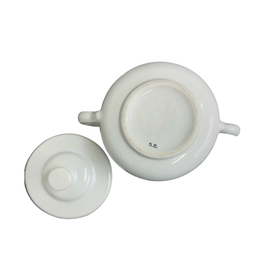 Fiesta - White Holly & Ribbon Sugar Bowl and Creamer Set Homer Laughlin HLC Retired Ceramic