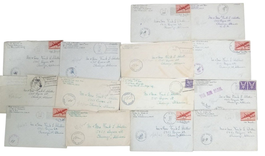 Marine's Letters To Home 1940s Set Of 14 WWII Vintage Collectible Ephemera