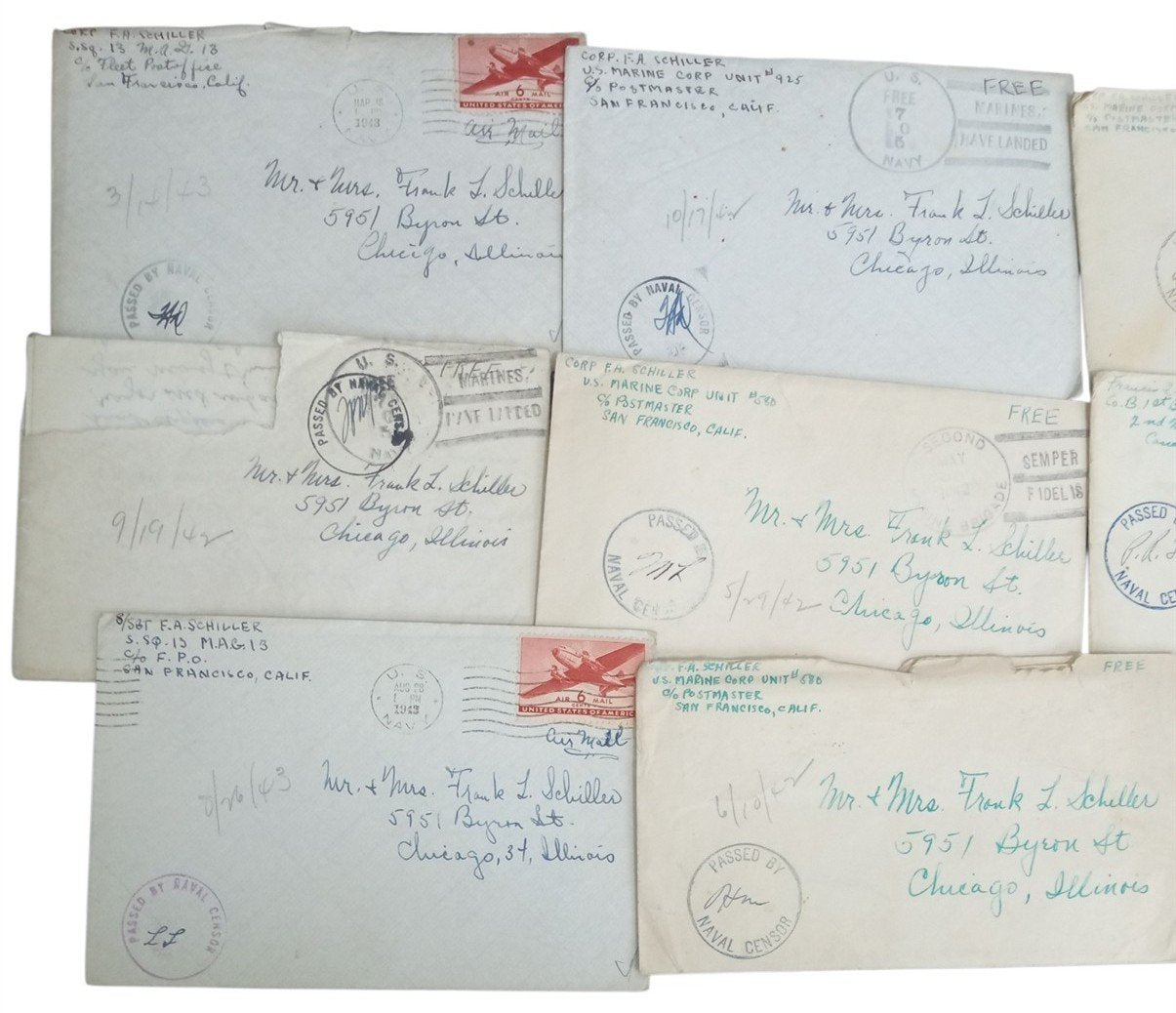 Marine's Letters To Home 1940s Set Of 14 WWII Vintage Collectible Ephemera