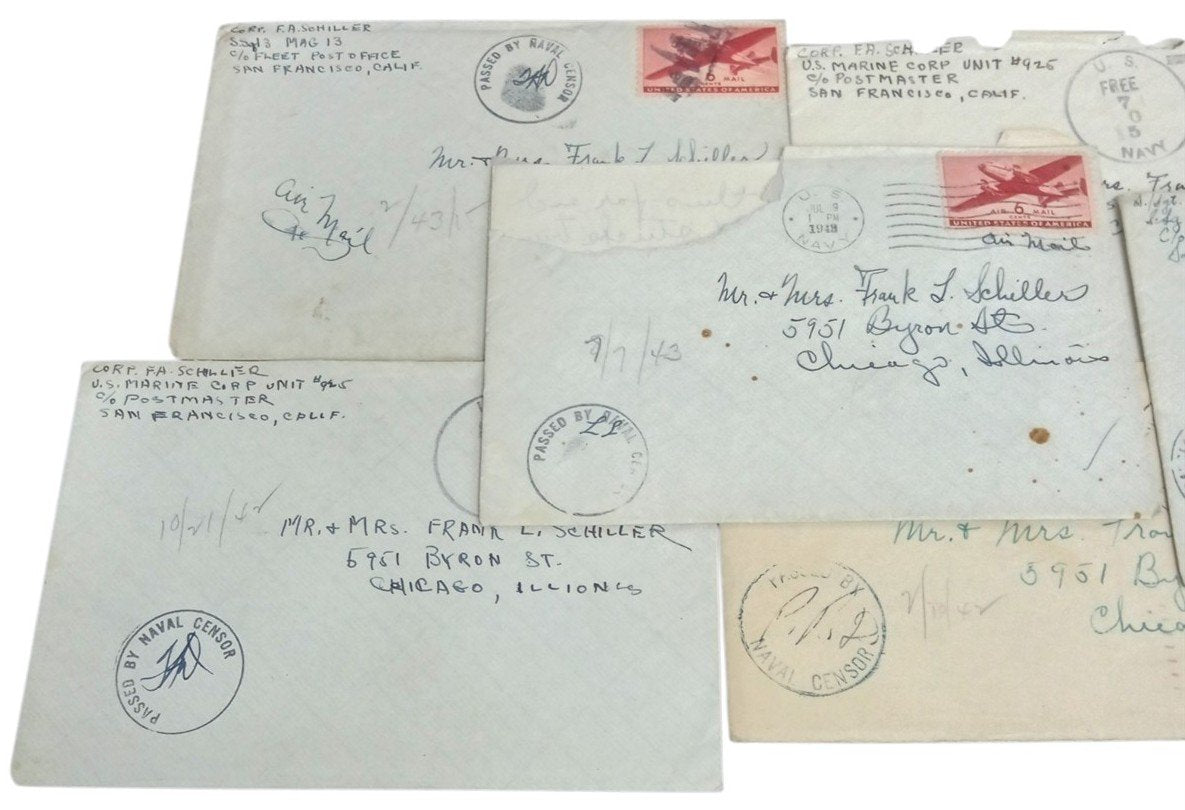 Marine Letters To Home 1940s WWII Set Of 13 Vintage Historical Ephemera