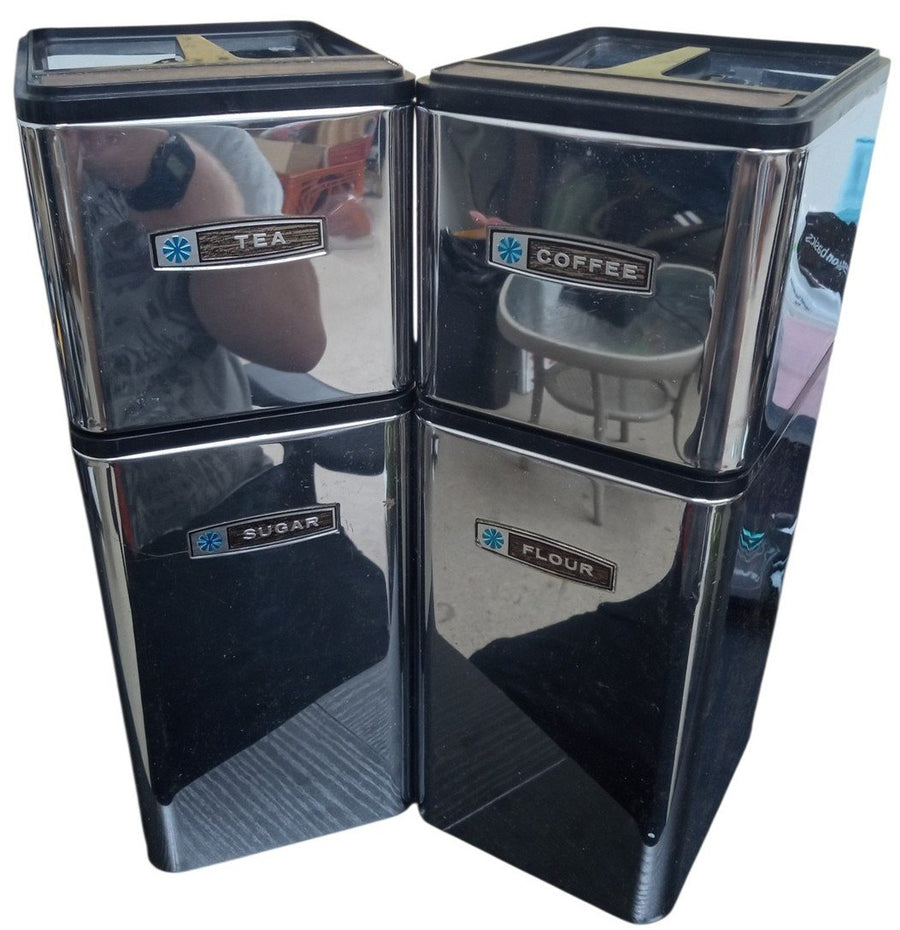 Masterware Chrome Kitchen Canisters Stacking Vintage Collectible Kitchenware