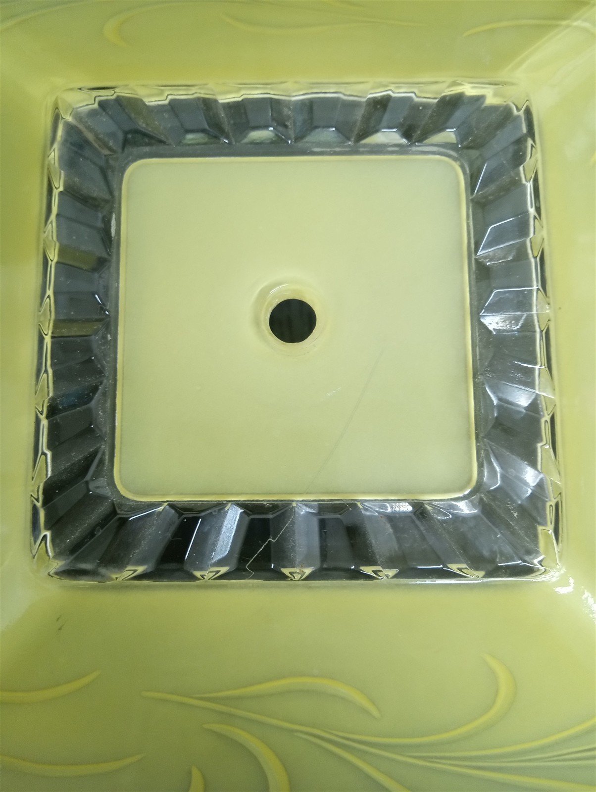 Glass Square Ceiling Light Shade Yellow Vintage Collectible Decorative