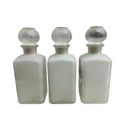 Vintage Hazel Atlas Set of 3 Gay Fad Frosted Glass Gin Bourbon Scotch Decanters