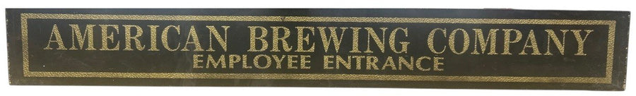 American Brewing Company Employee Entrance Jalousie Glass Sign