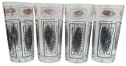 Starburst Black & Gold Glasses Set Of 4 Vintage Collectible Drinkware MCM