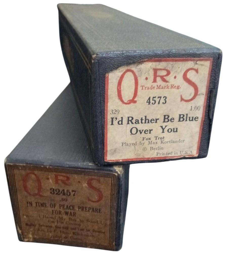 QRS Player Piano Rolls Set Of 2 Likely 1920s Vintage Antique Collectible Music