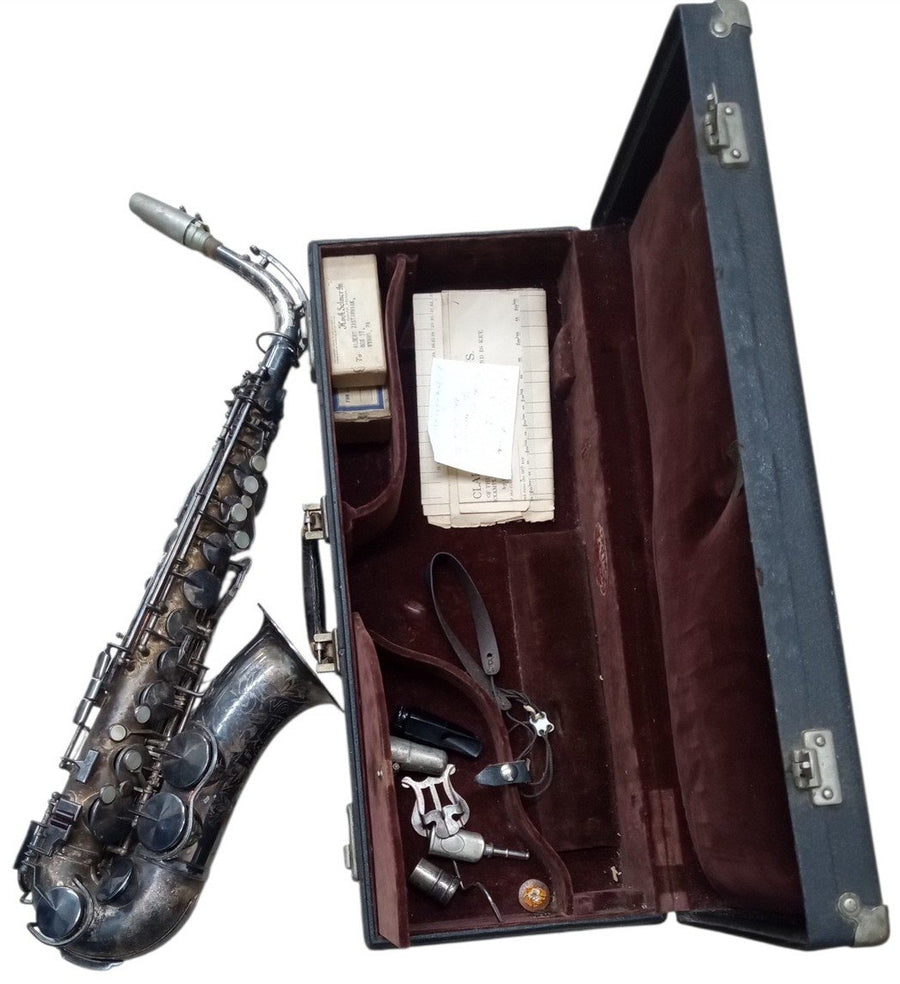 King Voll True II Silverplate Saxophone W/Case 1950s Vintage Instrument