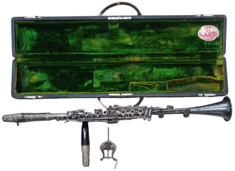 King Silverplate Clarinet W/Case Likely 1920s Vintage Collectible Instrument