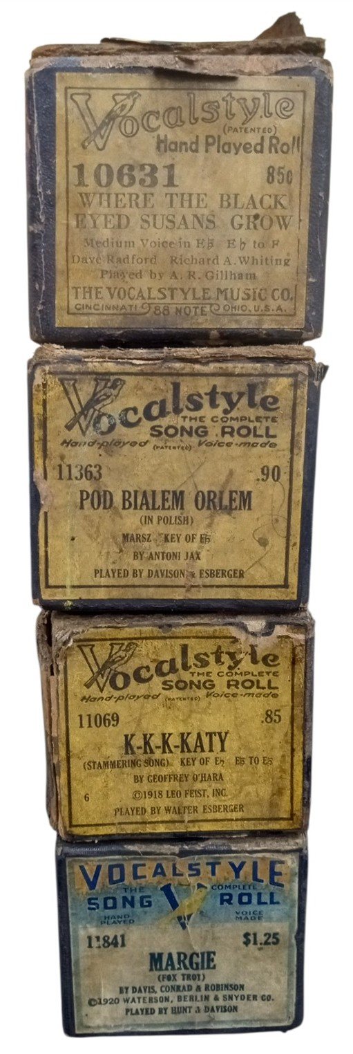 Vocalstyle Song Rolls For Player Piano Set Of 4 Antique Made In Cincinnati Ohio