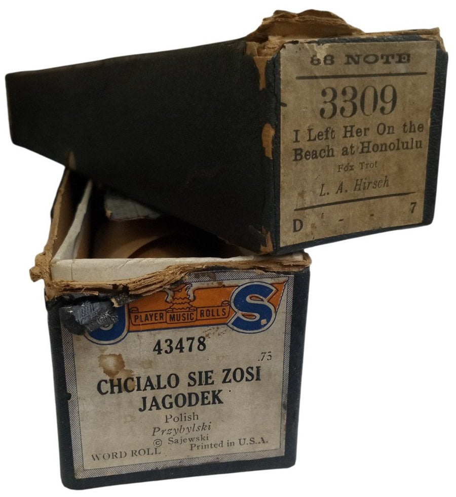 Player Piano Rolls W/Boxes Likely 1920s Vintage Antique Collectible Music