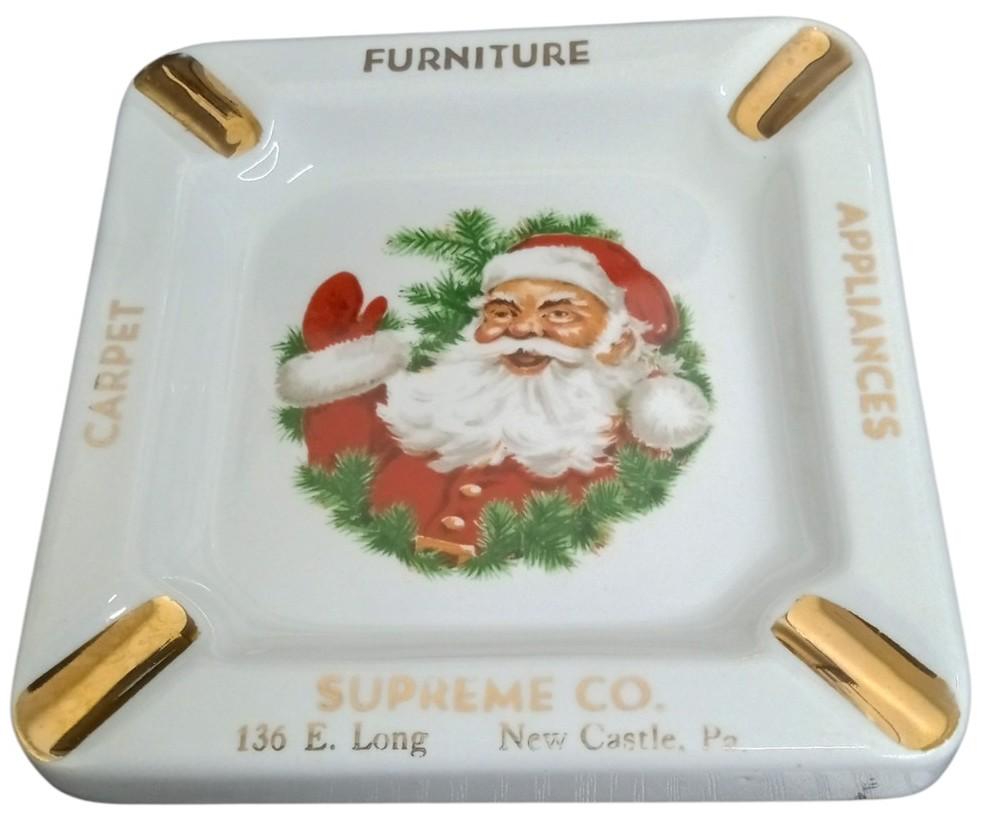 Supreme Co Santa Claus Ashtray New Castle, PA Vintage Collectible Xmas 1960s