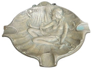 Brass Cigar Ashtray W/Picture Of Woman Vintage Collectible Ornate Classic