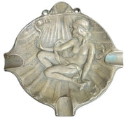 Brass Cigar Ashtray W/Picture Of Woman Vintage Collectible Ornate Classic