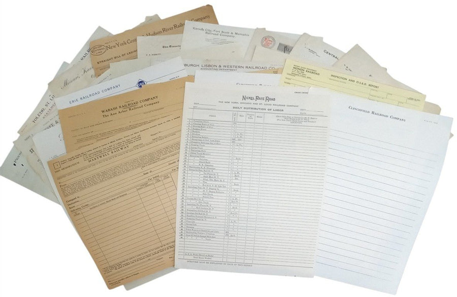 Railroad Papers/Ephemera 1880s-1920s Set Of 37 Antique Collectible Railroadiana