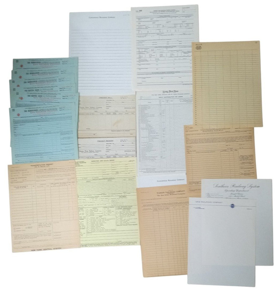 Railroad Papers/Ephemera 1880s-1920s Set Of 37 Antique Collectible Railroadiana
