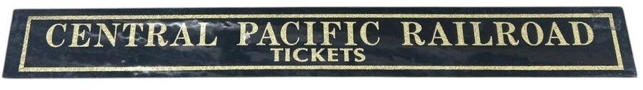 Central Pacific Railroad Tickets Antique Jalousie Glass Sign