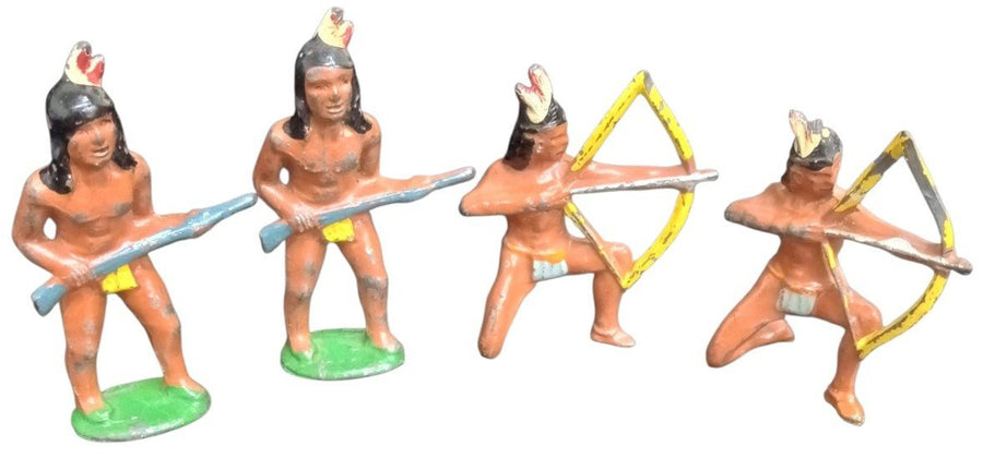 Barclay Or Manoil Native American Toy Lead Figures Likely 1930s Set Of 4 Antique