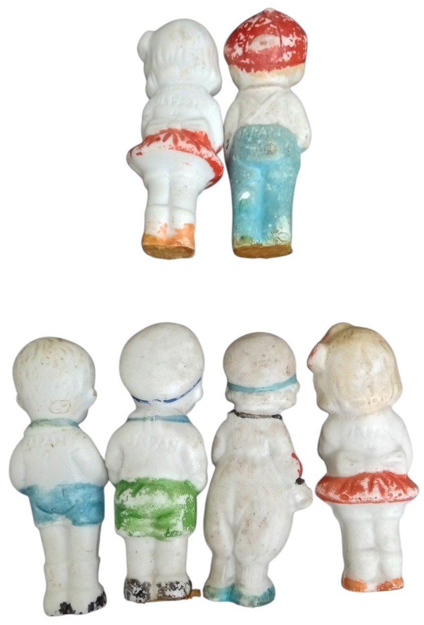 Penny Dolls Made In Japan Set Of 6 Likely 1930s Vintage Antique Collectible Toys