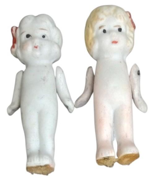 Bisque Porcelain Dolls W/Jointed Arms Set Of 5 Japan Vintage Collectible Toys