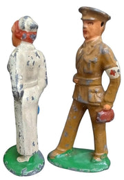 Barclay Or Manoil Army Doctor & Nurse Toy Lead Figures Likely 1930s Antique