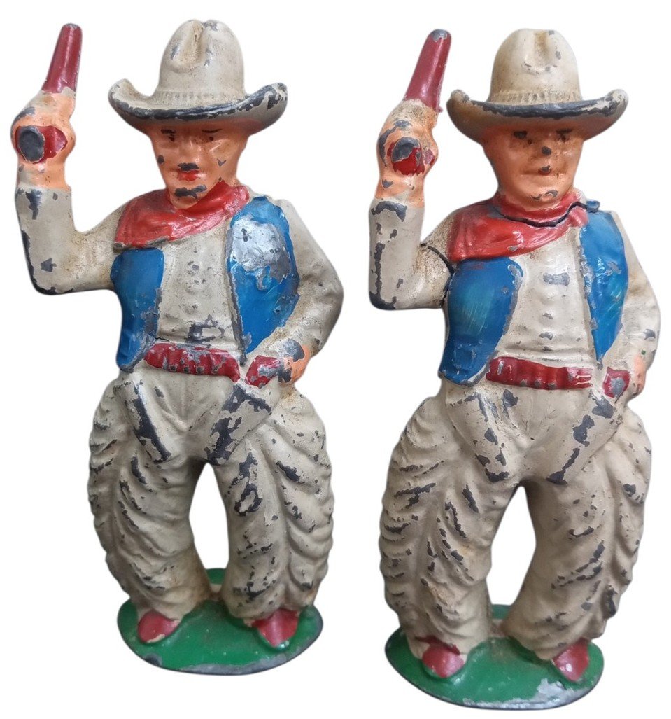 Barclay Or Manoil Cowboy Toy Lead Figures Set Of 4 Likely 1930s Vintage Antique