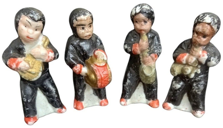 Japanese Dime Store Musican Figures Set Of 4 Likely 1930s Vintage Collectible