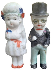 Japanese Miniature Bride & Groom Figures Likely 1960s Vintage Collectible Cute
