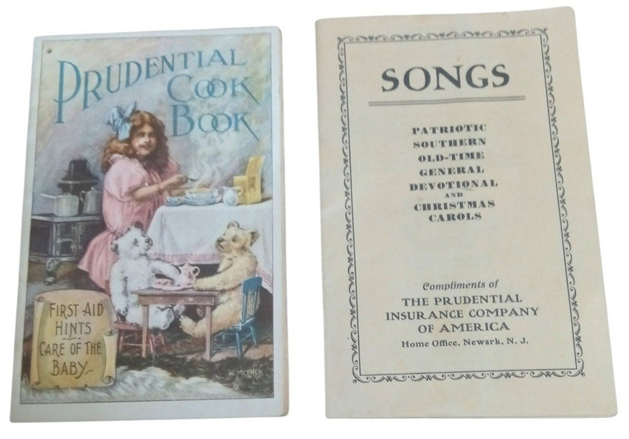 Prudential Insurance 1910 Cookbook & 1934 Songs Book Antique Collectible