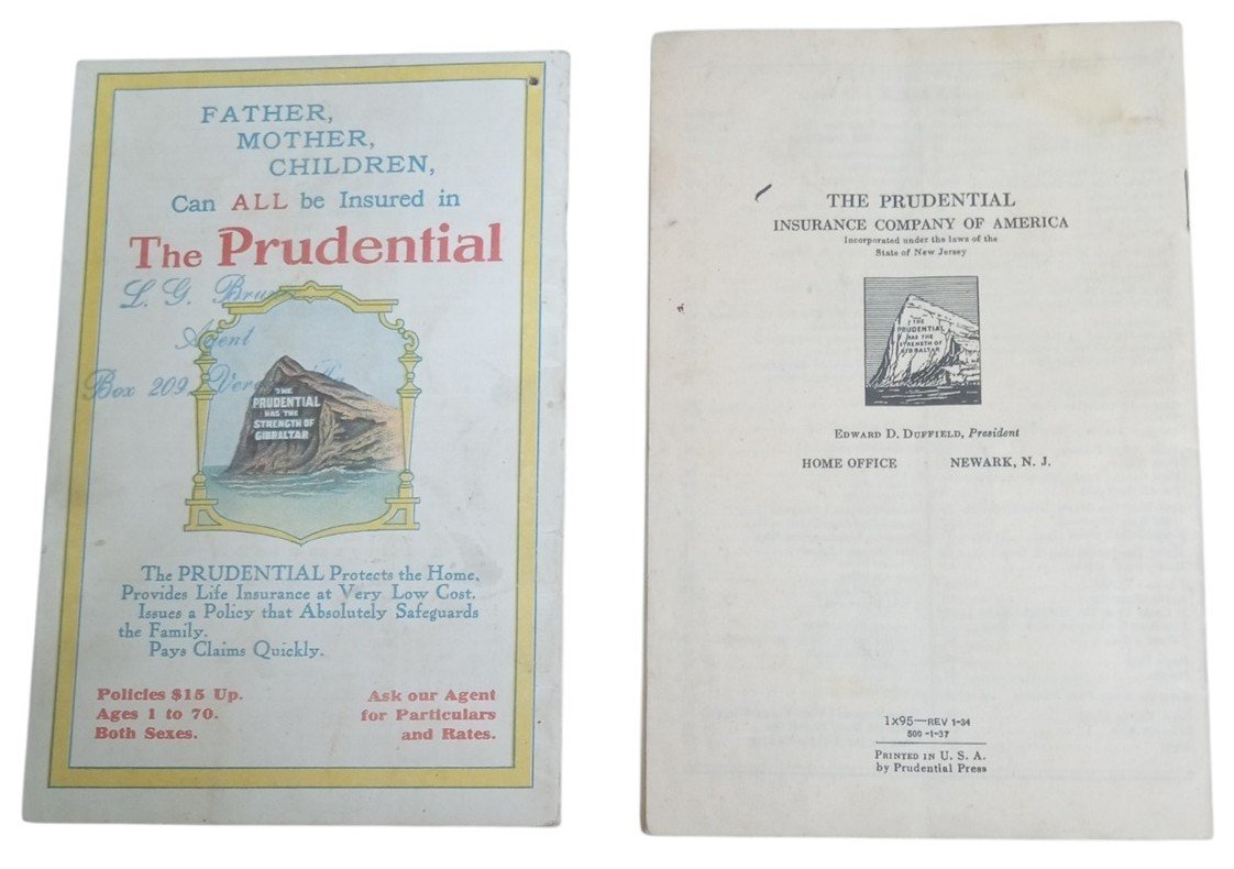 Prudential Insurance 1910 Cookbook & 1934 Songs Book Antique Collectible