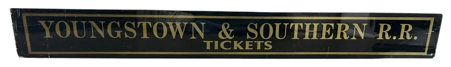 Youngstown & Southern RR Tickets Antique Jalousie Glass Sign