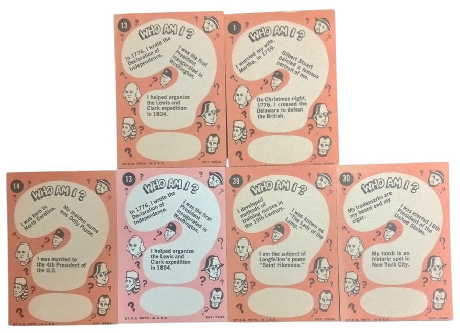Topps Who Am I Trading Cards Likely 1960s Set Of 6 Vintage Collectible