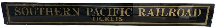 Southern Pacific Railroad Tickets Antique Jalousie Glass Sign