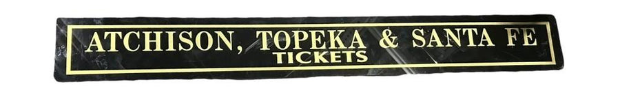 Atchison Topeka & Santa Fe Tickets Antique Jalousie Glass Sign