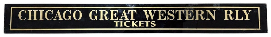 Chicago Great Western Rly Tickets Antique Jalousie Glass Sign